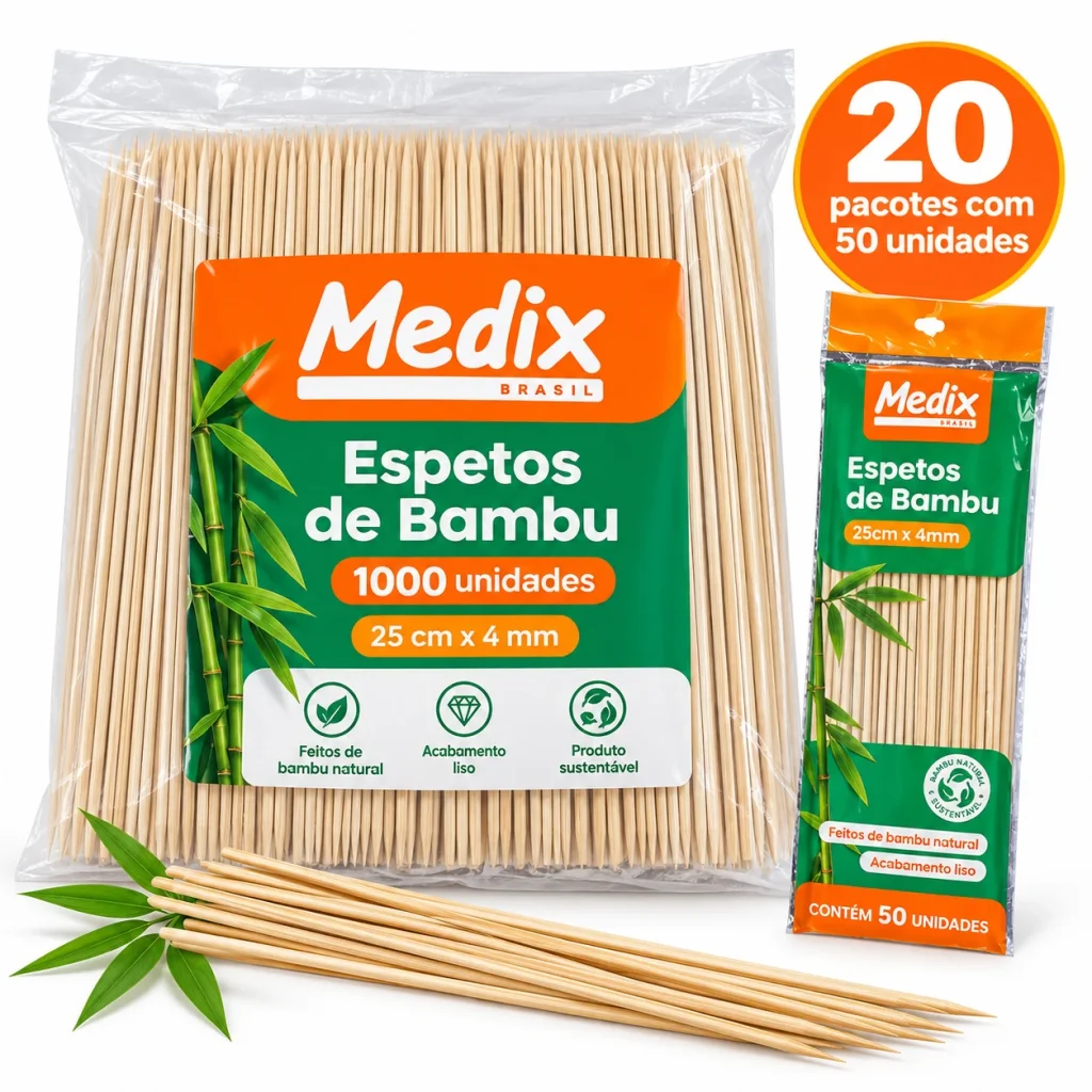 Palitos de bambu Medix 25 cm x 4 mm, 1.000 unidades – capa do produto