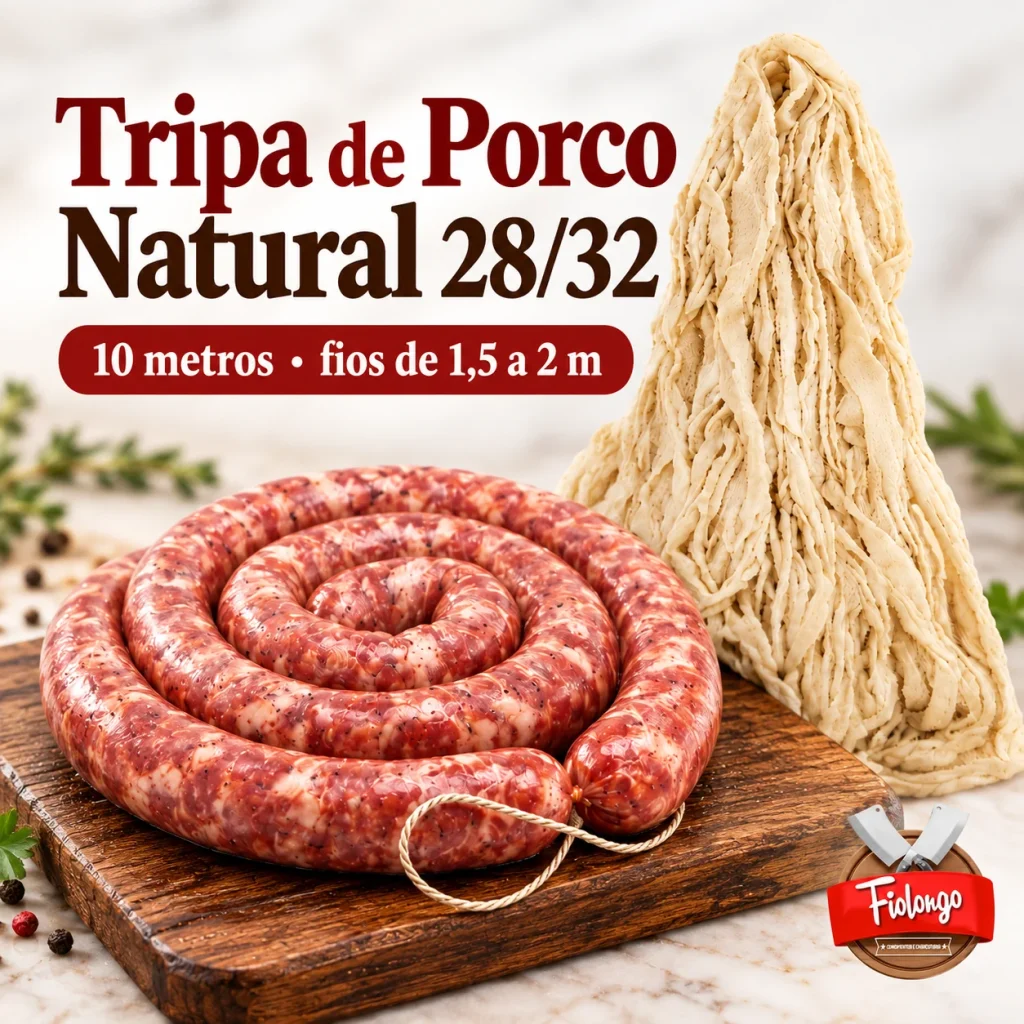 Tripa de porco natural Fiolongo 28/32, maço com 10 metros – capa do produto